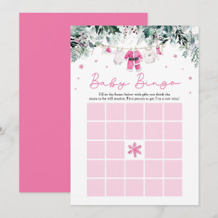 Pinkes Weihnachtsmann-Baby-Bingo-Baby-Shower-Spiel Einladung