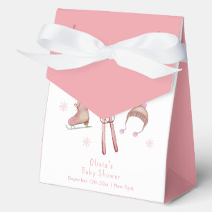 Pinkes Winter Après Bébé Ski Baby Shower Geschenkschachtel