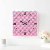 Pinkfarben, Emaille-Aussehen, gestopftes Gitter Quadratische Wanduhr (Zuhause)