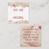 Pinkfarbene Affirmationskarten Quadratische Visitenkarte (Vorne/Hinten)