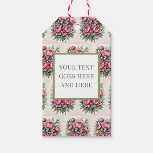 Pinkfarbene Aquarellfarben-Blume eucalyptus Gift M Geschenkanhänger (Vorderseite)