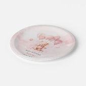 Pinkfarbene Babydusche Pappteller (Schrägansicht)