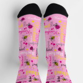 Pinkfarbene Bienen und Herzmädchen individuelle Na Socken (Oben)