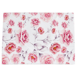 pinkfarbene Blume Flasche zeichnend Vintages Muste Große Geschenktüte