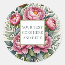 pinkfarbene Blume florale Blätter erstellen einen Runder Aufkleber