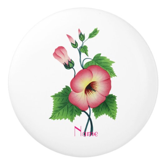 Pinkfarbene Blume Thunder_Cove Keramikknauf (Vorderseite)
