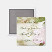 Pinkfarbene Blüten heiraten das Datum ab Magnet (Vorderseite/Rückseite)