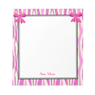 Pinkfarbene Bogen mit rosa Zebrastreifen-Muster Notizblock
