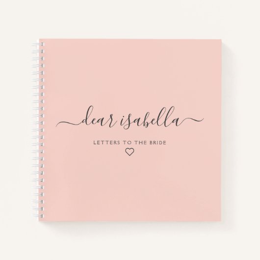 Pinkfarbene Buchstaben an den Bride Keepake-Speich Notizblock (Vorderseite)