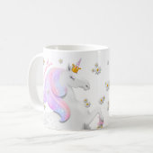 Pinkfarbene Einhornprinzessin mit Kronleuchten Kaffeetasse (Vorderseite Links)