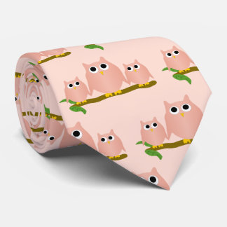 Pinkfarbene Eulen Design mit beliebigem Farbunterg Krawatte