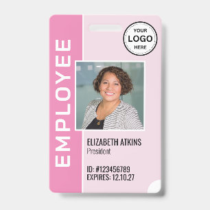 Pinkfarbene Firmenlogo-Mitarbeiterfoto-Abzeichen Ausweis