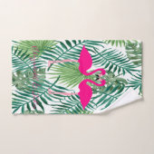 Pinkfarbene Flamingos in Liebe, Palm-Blätter Badhandtuch Set (Handtuch)