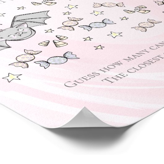 Pinkfarbene Fledermäuse raten wie viele Candies Ba Poster (Ecke)