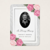 Pinkfarbene Foto Beerdigung Gedenkkarte (Vorderseite)