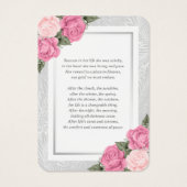 Pinkfarbene Foto Beerdigung Gedenkkarte (Rückseite)