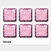 Pinkfarbene Glitzern mit Baby Girl Dusche Quadratischer Aufkleber (Blatt)