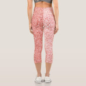 Pinkfarbene, hellpastellfarbene Glitzern Glitzer Capri Leggings (Rückseite)