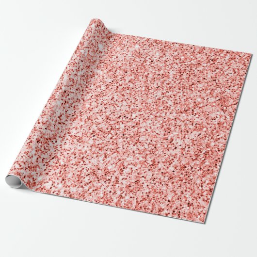 Pinkfarbene, hellpastellfarbene Glitzern Glitzer Geschenkpapier (Ungerollt)