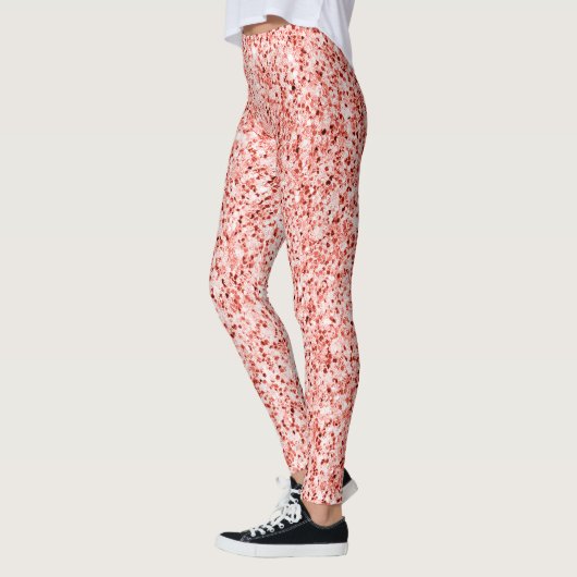 Pinkfarbene, hellpastellfarbene Glitzern Glitzer Leggings (Links)