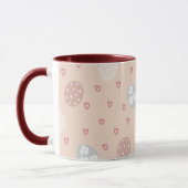 Pinkfarbene Herzen und Kreise Muster Ostern Tasse (Links)