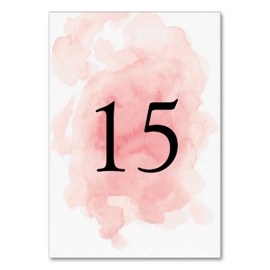 Pinkfarbene Hochzeitskarte für die Tischnummer (Vorderseite)