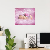 Pinkfarbene junge Mädchen-Wolken Fantasy-Schlafzim Poster (Heimbüro)