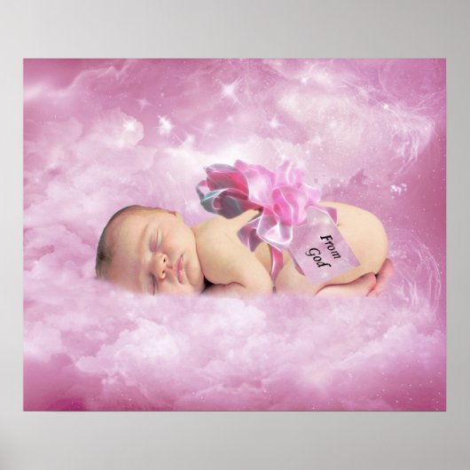 Pinkfarbene junge Mädchen-Wolken Fantasy-Schlafzim Poster (Vorne)