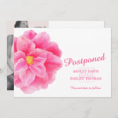 Pinkfarbene Kamelie Absage der Hochzeit Ankündigung (Vorne/Hinten)