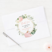 Pinkfarbene Kürbis elegante Herbstdusche Runder Aufkleber (Umschlag)