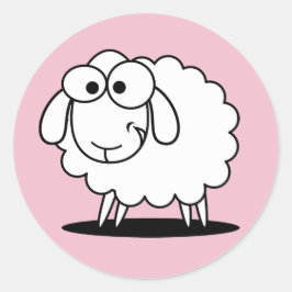 Pinkfarbene Lamm-Aufkleber Runder Aufkleber