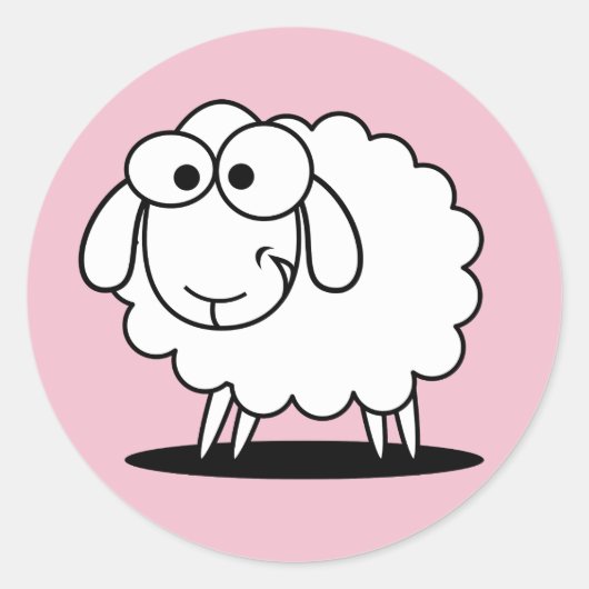 Pinkfarbene Lamm-Aufkleber Runder Aufkleber (Vorderseite)
