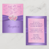 Pinkfarbene, Lila, blumengeflochtene Herzverschlus Begleitkarte (Vorne/Hinten)