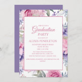 Pinkfarbene Lila Blumenstuhlparty Einladung (Vorne/Hinten)