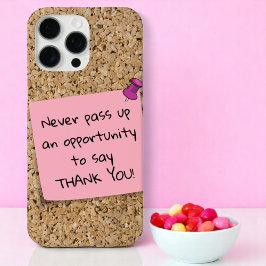 Pinkfarbene Meldungsvorlage für die Meldung "Cork  iPhone 16 Pro Max Hülle