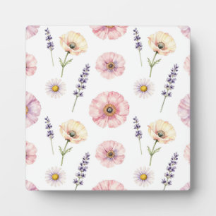 Pinkfarbene Mohn-Lavendel-Margerite Wasserfarbe-Fl Fotoplatte