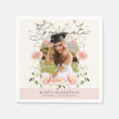 Pinkfarbene Mohnblumen-Foto-Abschluss Serviette (Vorderseite)