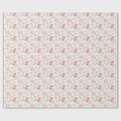 Pinkfarbene Peonies mit Bambus-Blätter-Muster Geschenkpapier (Flach)