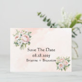 Pinkfarbene Pfirsichblüte retten die Datumskarten Einladung (Stehend Vorderseite)