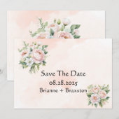 Pinkfarbene Pfirsichblüte retten die Datumskarten Einladung (Vorne/Hinten)