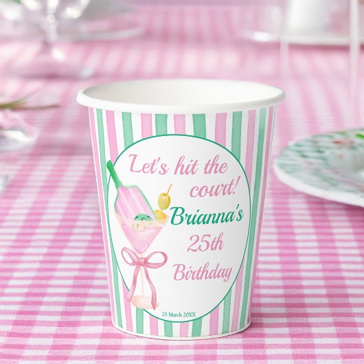 Pinkfarbene Pickleball-Geburtstagsparty Pappbecher