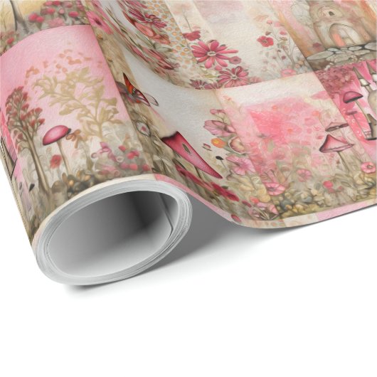 Pinkfarbene Pilze, kalt und niedlich Geschenkpapier (Rolleneckpunkt)