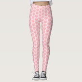 Pinkfarbene Polka-Punkte auf hellrosa Rose Leggings (Vorderseite)
