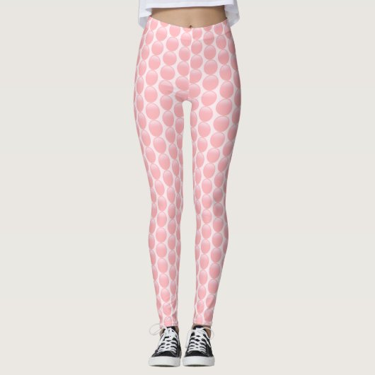 Pinkfarbene Polka-Punkte auf hellrosa Rose Leggings (Vorderseite)