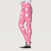 Pinkfarbene Polka-Punkte auf rosa Leggings (Links)