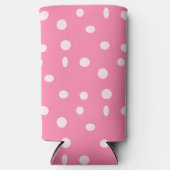 Pinkfarbene Polka-Punkte auf rosa Selters Dosenkühler (Vorderseite)
