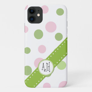 Pinkfarbene Polka-Punkte, grüne Polka-Punkte, Mono Case-Mate iPhone Hülle