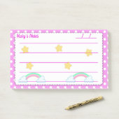 Pinkfarbene Polka-Punkte, niedliche Sterne & Regen Post-it Klebezettel (Auf Schreibtisch)