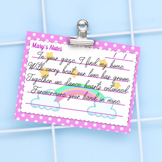 Pinkfarbene Polka-Punkte, niedliche Sterne & Regen Post-it Klebezettel