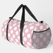 Pinkfarbene Polka-Punkte, Polka-Punktmuster, Punkt Duffle Bag (Rechte Ecke)